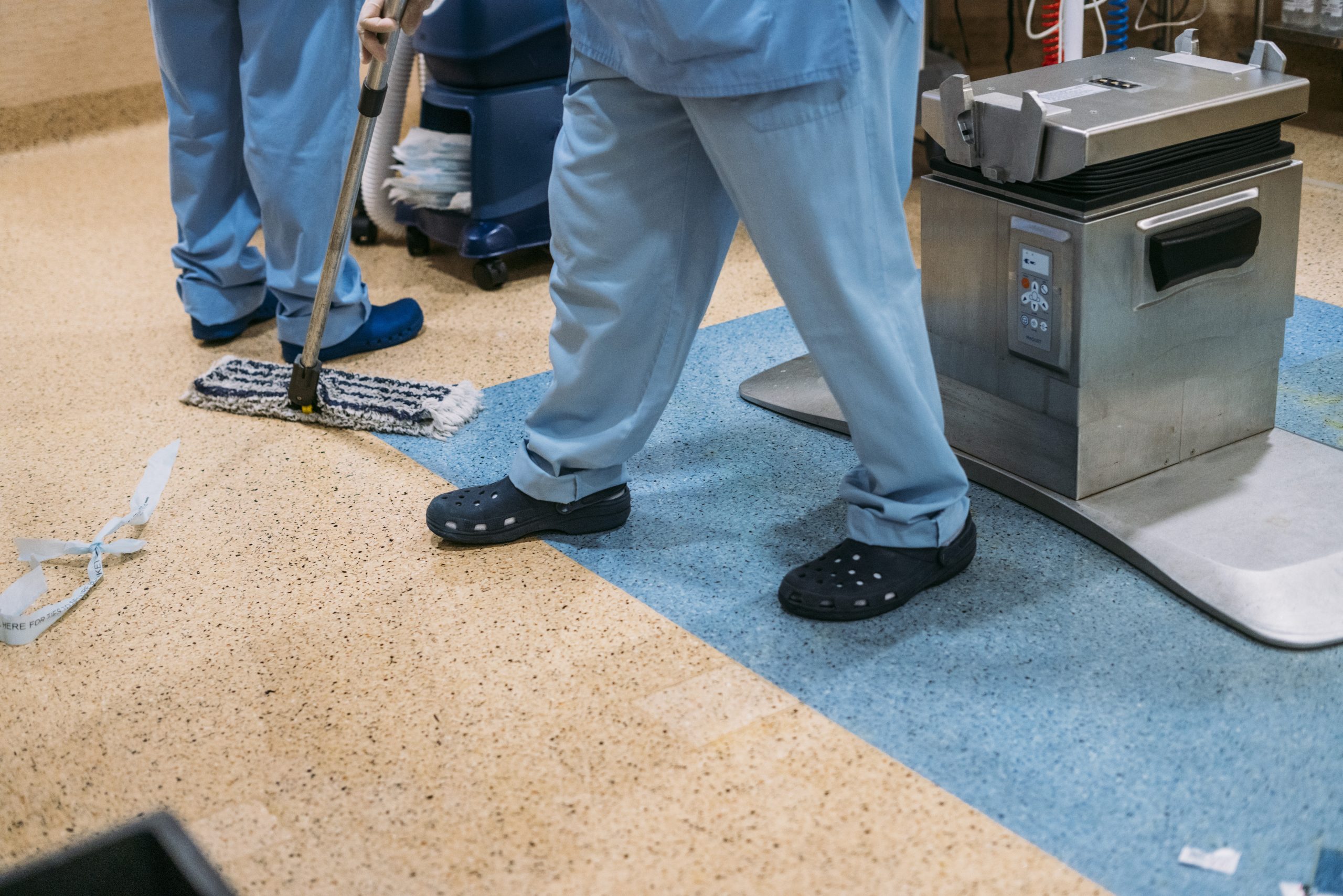 Concept photo of A hospital worker doing cleaning in operation room